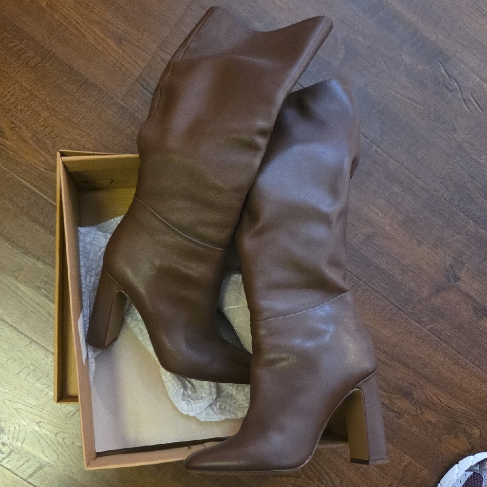 Steve Madden Chocolate Brown Heeled Boots (Knee High)